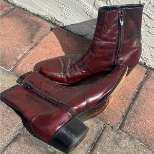 Vintage Leather Burgundy Ankle Boots Florsheim Designer Collection